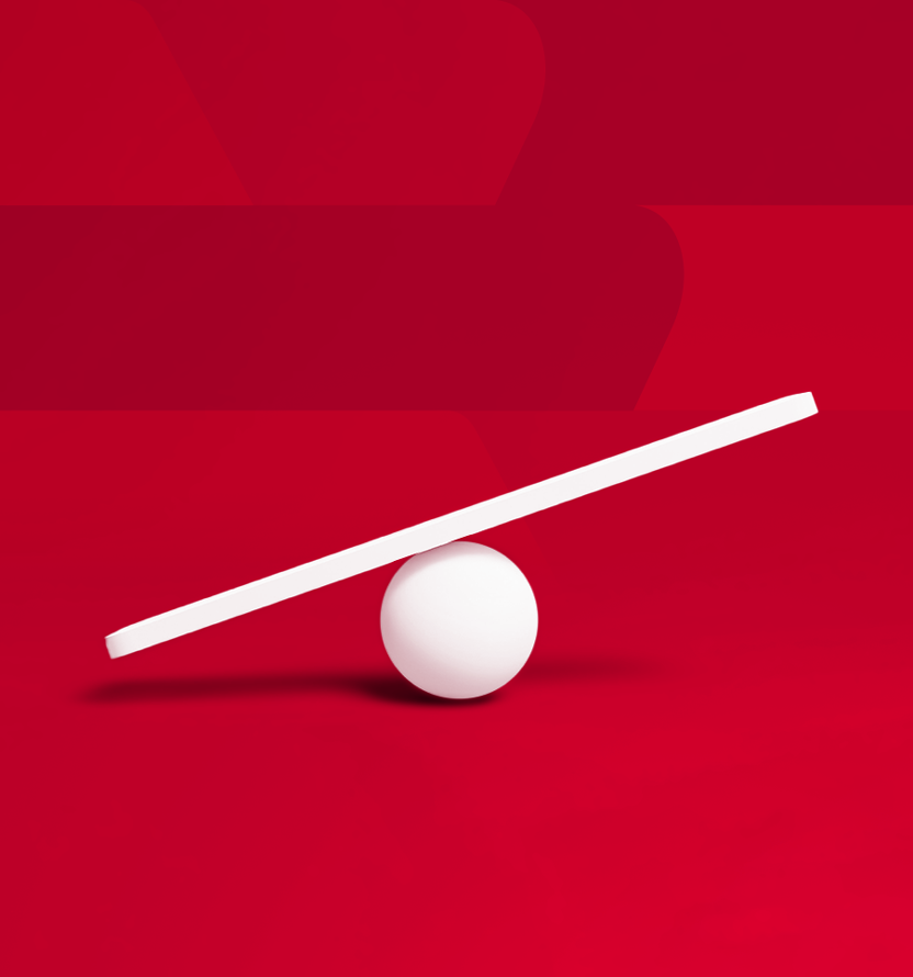 white seesaw on red background