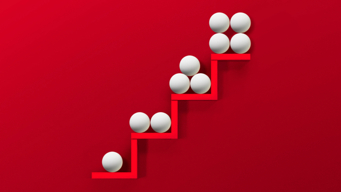 spheres on ascending stairs